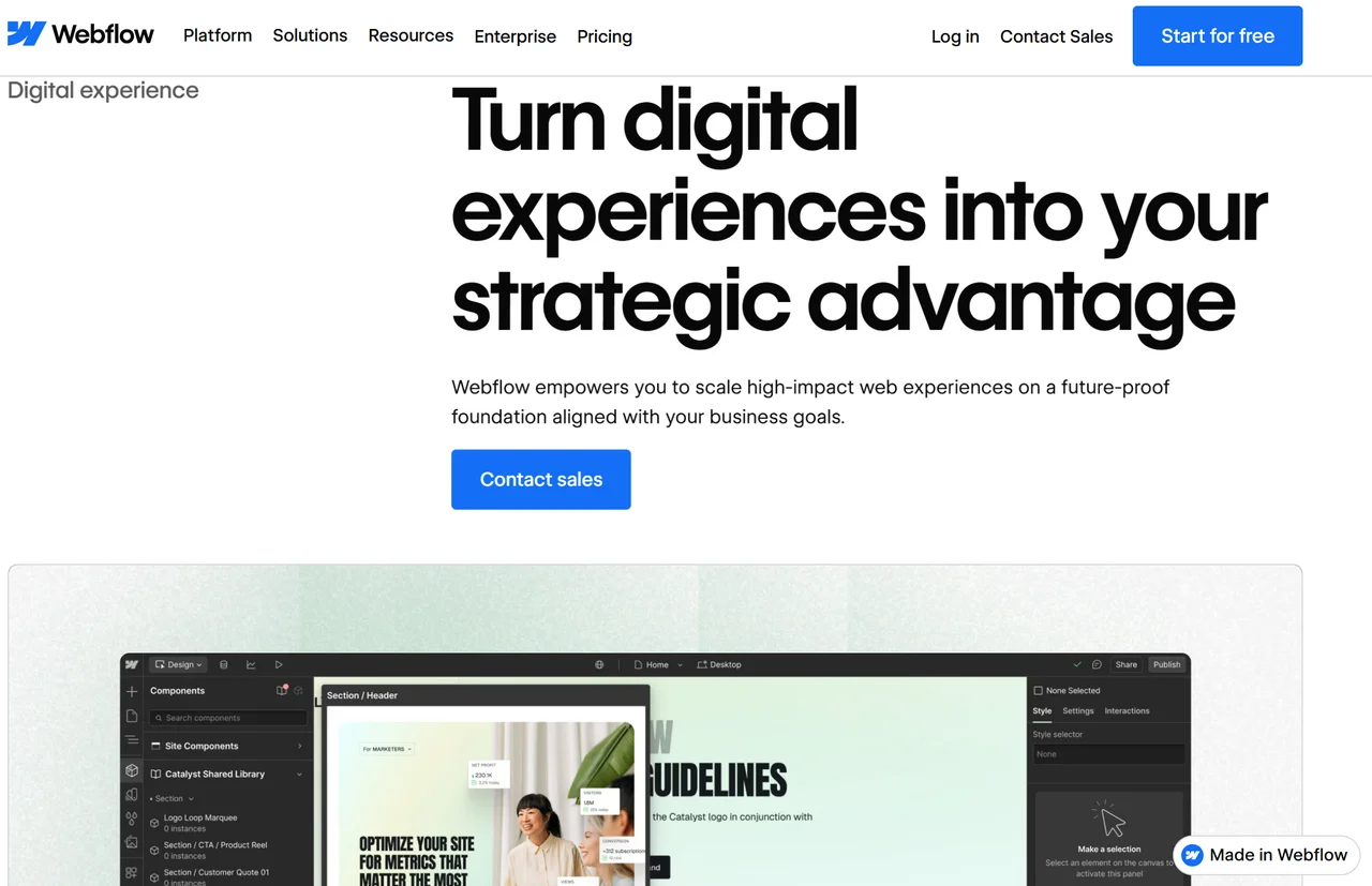 Webflow – The cigital experience Landing Page
