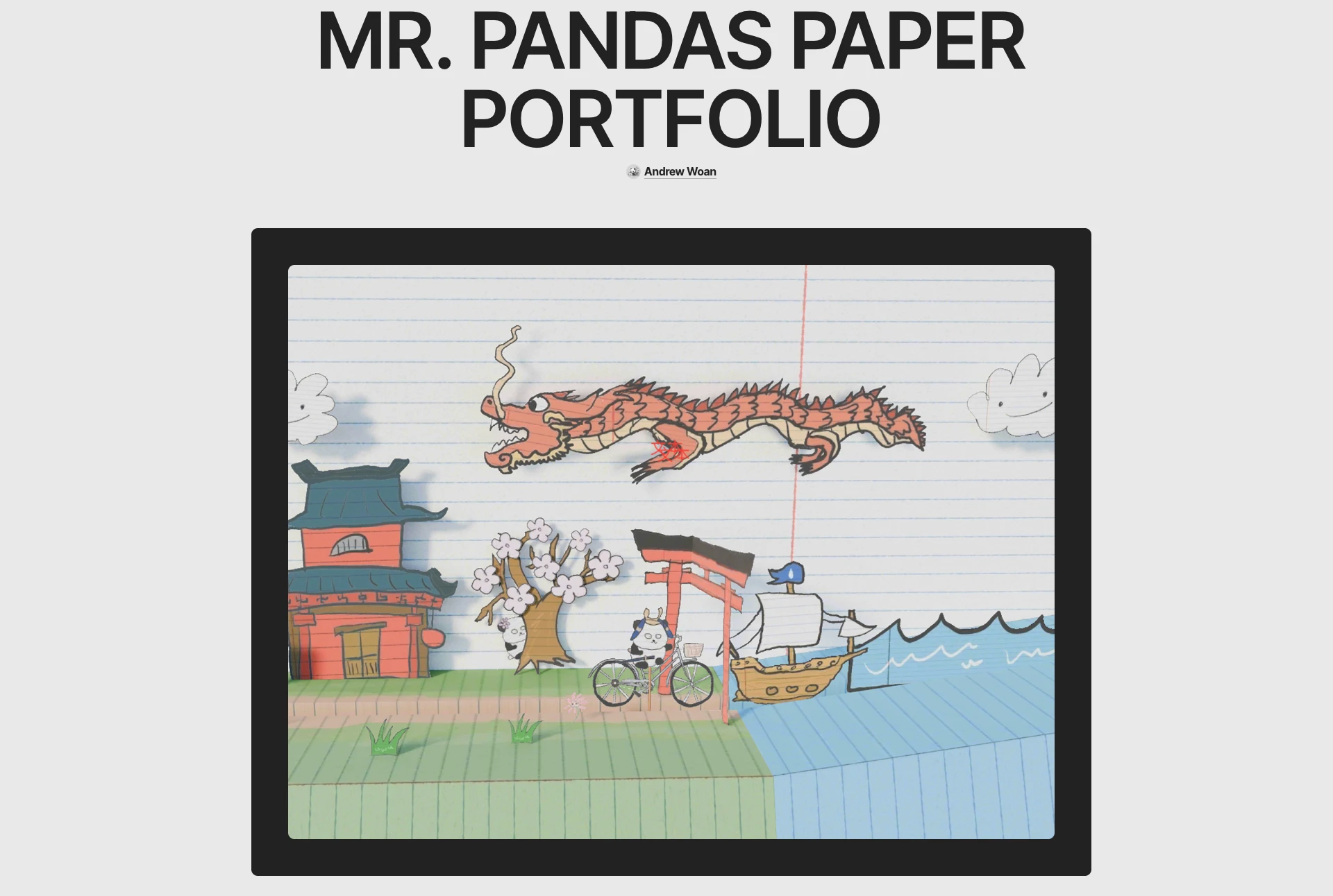 Mr. Pandas Paper Portfolio featuring interactive 3D paper-craft design elements