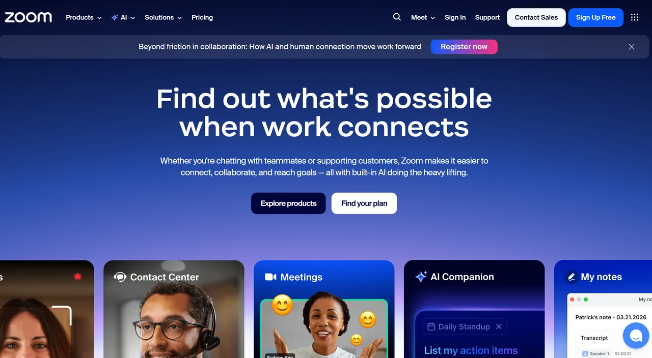 Zoom – The Feature-Focused Landing Page