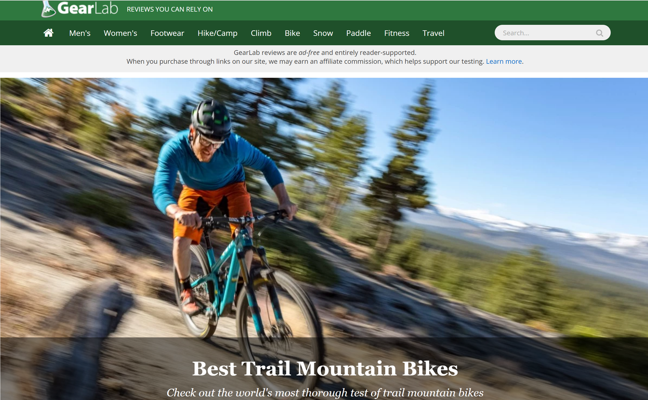 GearLab's outdoor equipment trail mountain bike review showcase