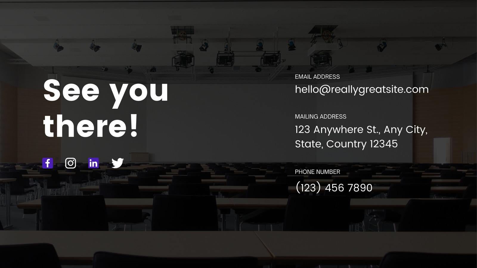 Exemplo de site Canva para evento de conferência escura Exemplo de site Canva para evento de conferência escura