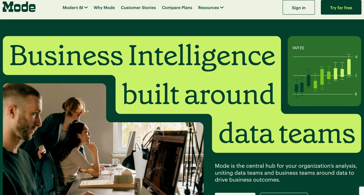 Homepage of Mode - a data analysis solution
