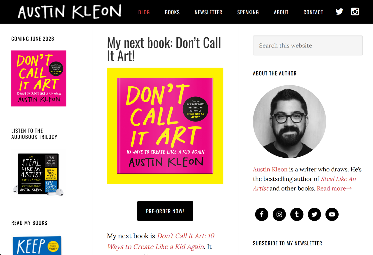 Homepage of Austin Kleon – Author Homepage of Austin Kleon – Author
