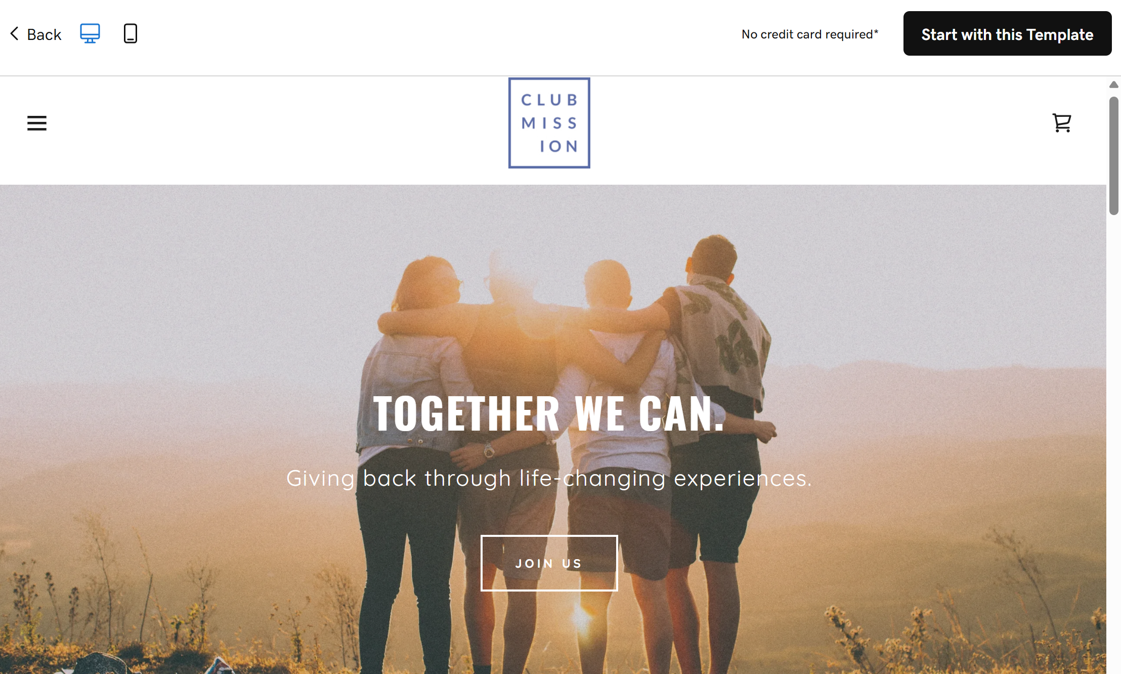 Prévia do site de organizações sem fins lucrativos da GoDaddy Prévia do site de organizações sem fins lucrativos da GoDaddy