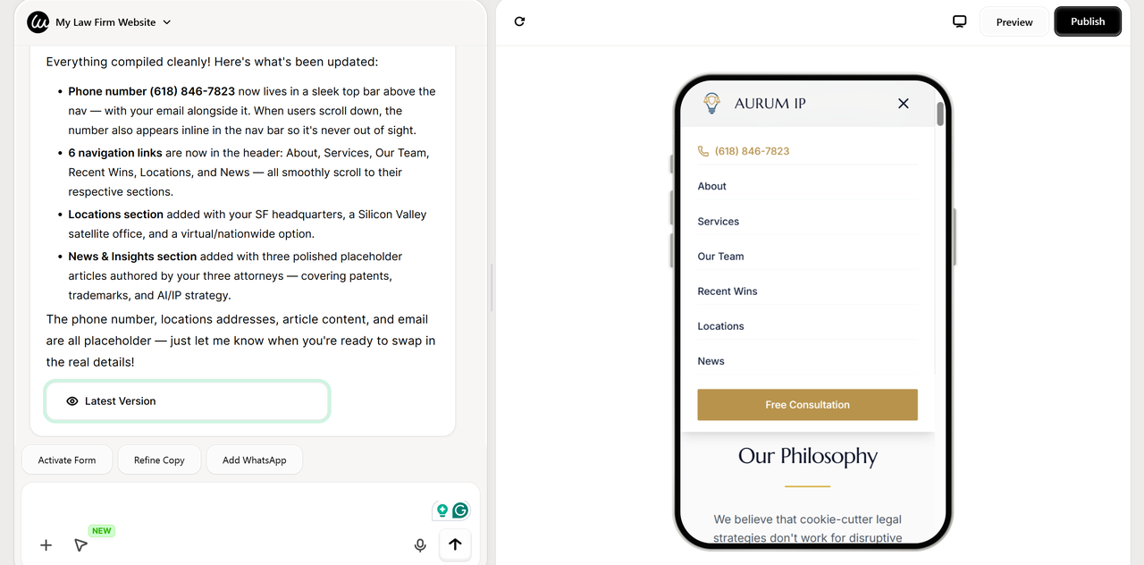 A split-screen view showing Wegic AI answers a request A split-screen view showing Wegic AI answers a request