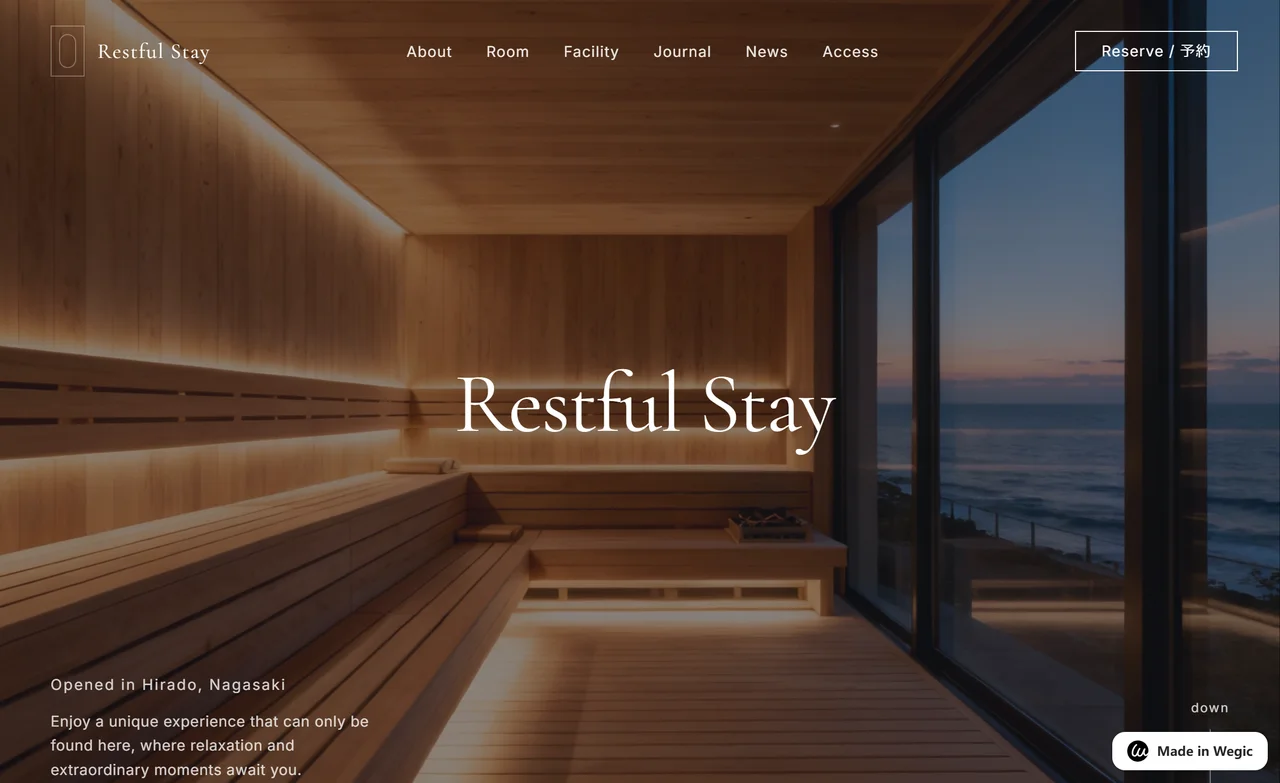 Homepage of the Japanstay website built on Wegic