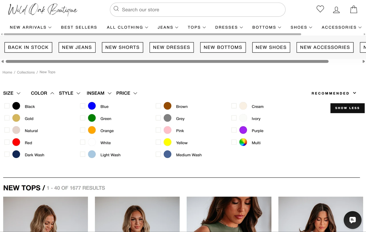 New Tops showing on wildoakboutique website New Tops showing on wildoakboutique website