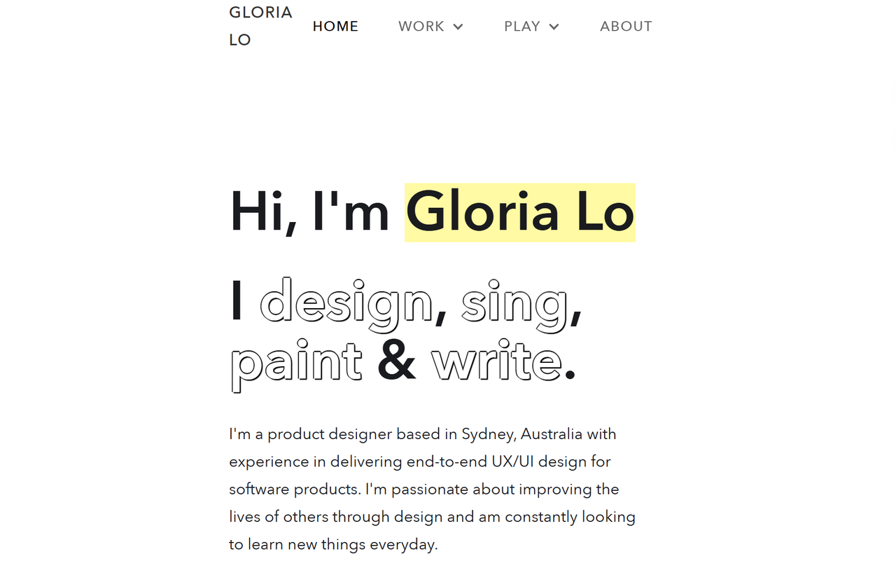 Homepage of Gloria Lo – UX Designer at Canva Homepage of Gloria Lo – UX Designer at Canva