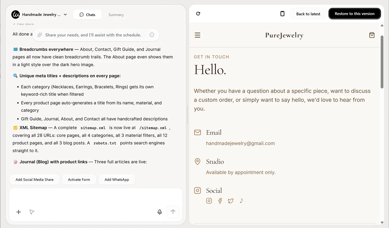 Wegic AI Kimmy makes real-time changes according to user's request