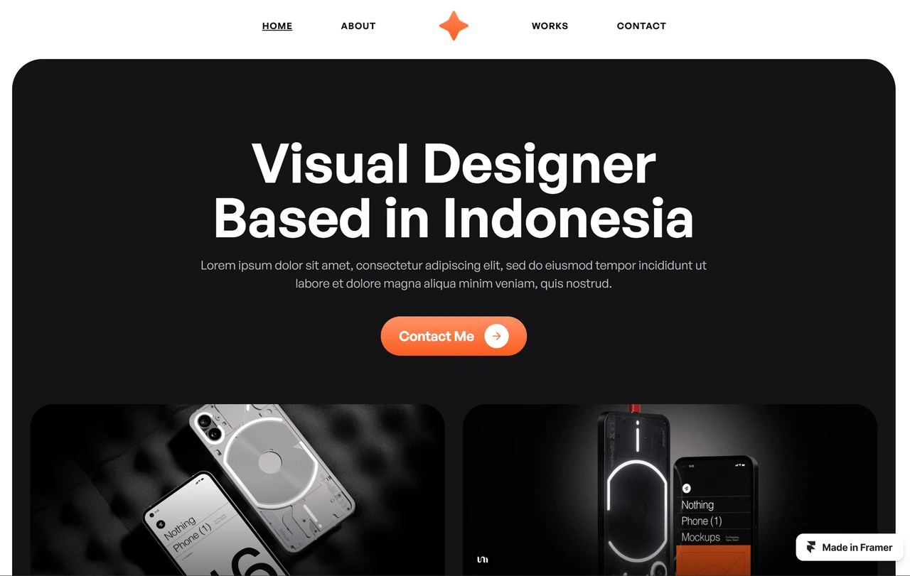 Orafolio simple portfolio website template with single-column layout