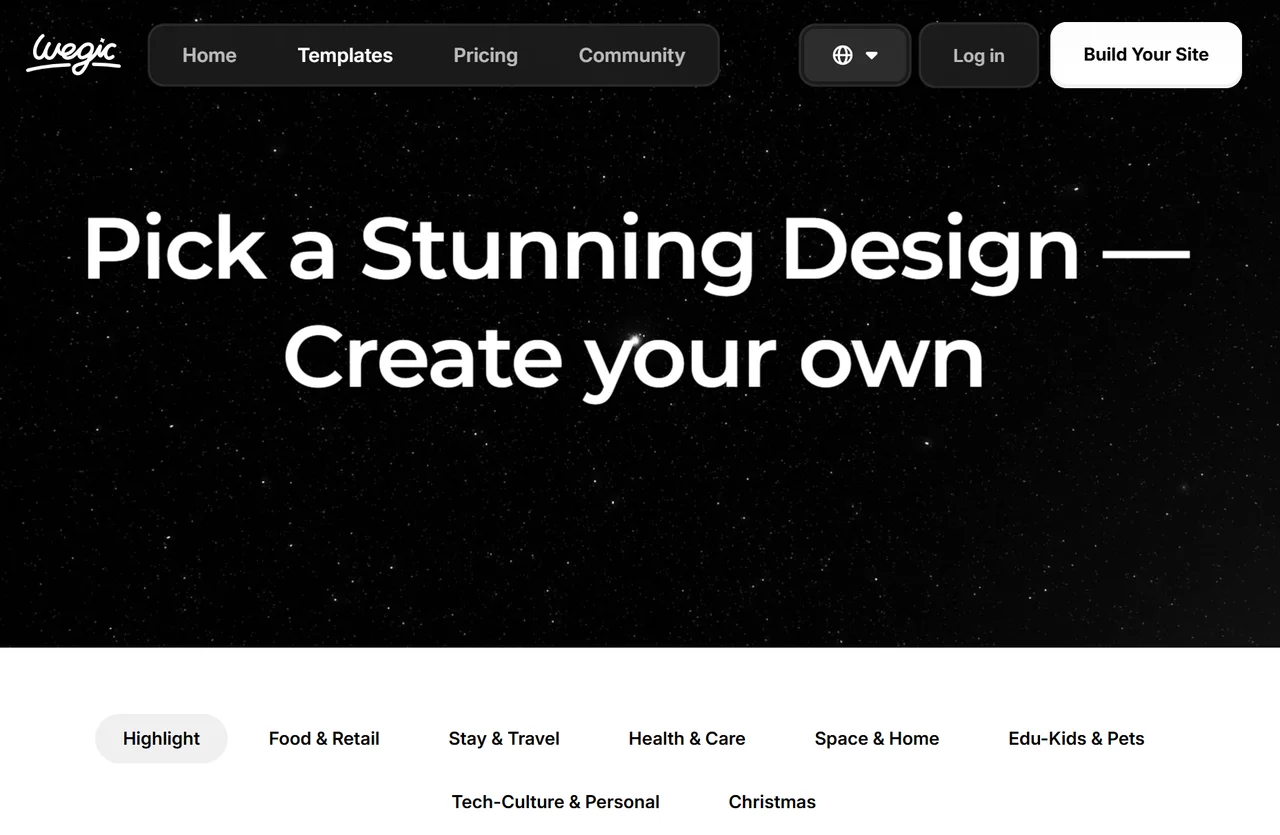 Landing page of Wegic Templates Landing page of Wegic Templates