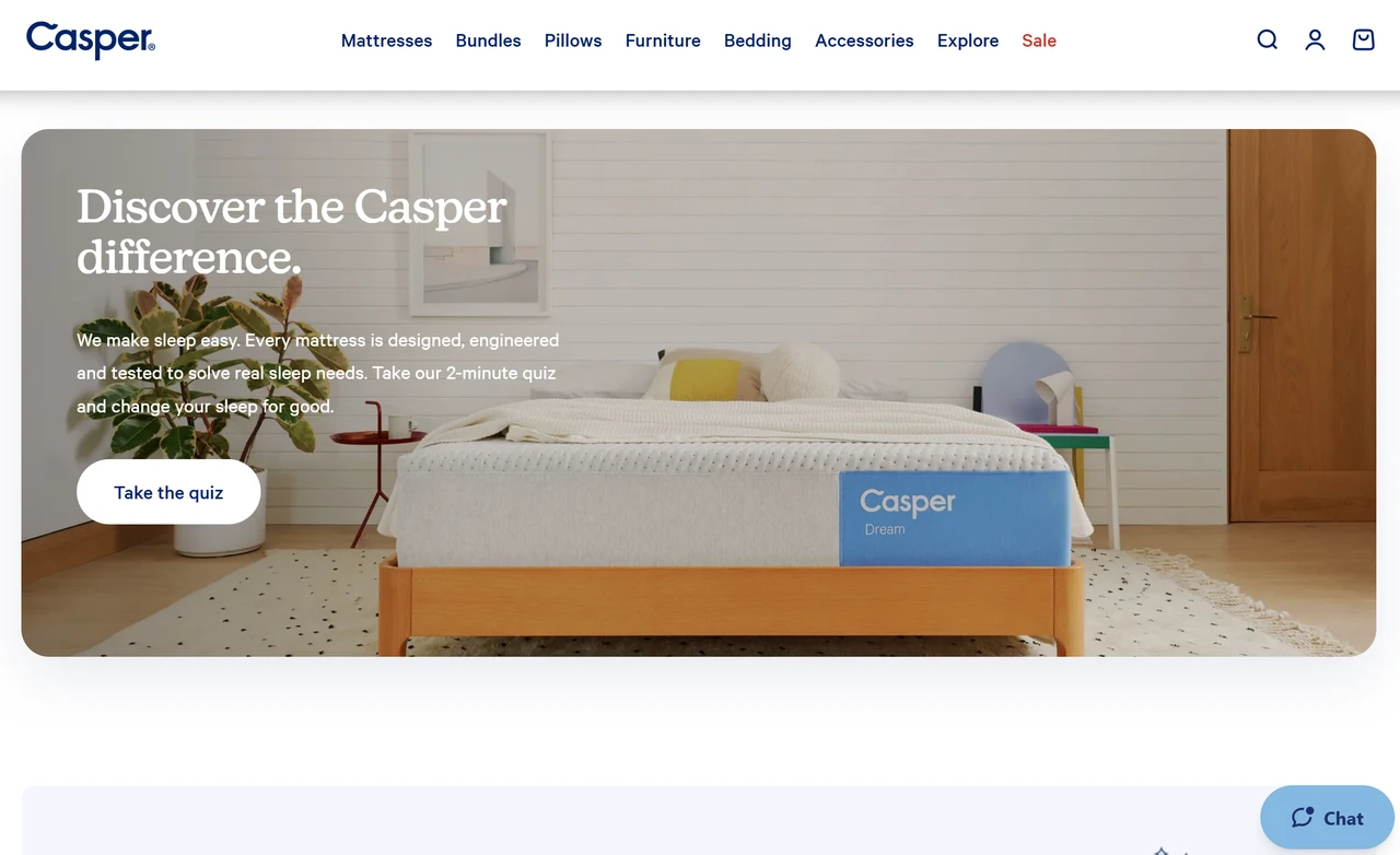 Homepage of Casper