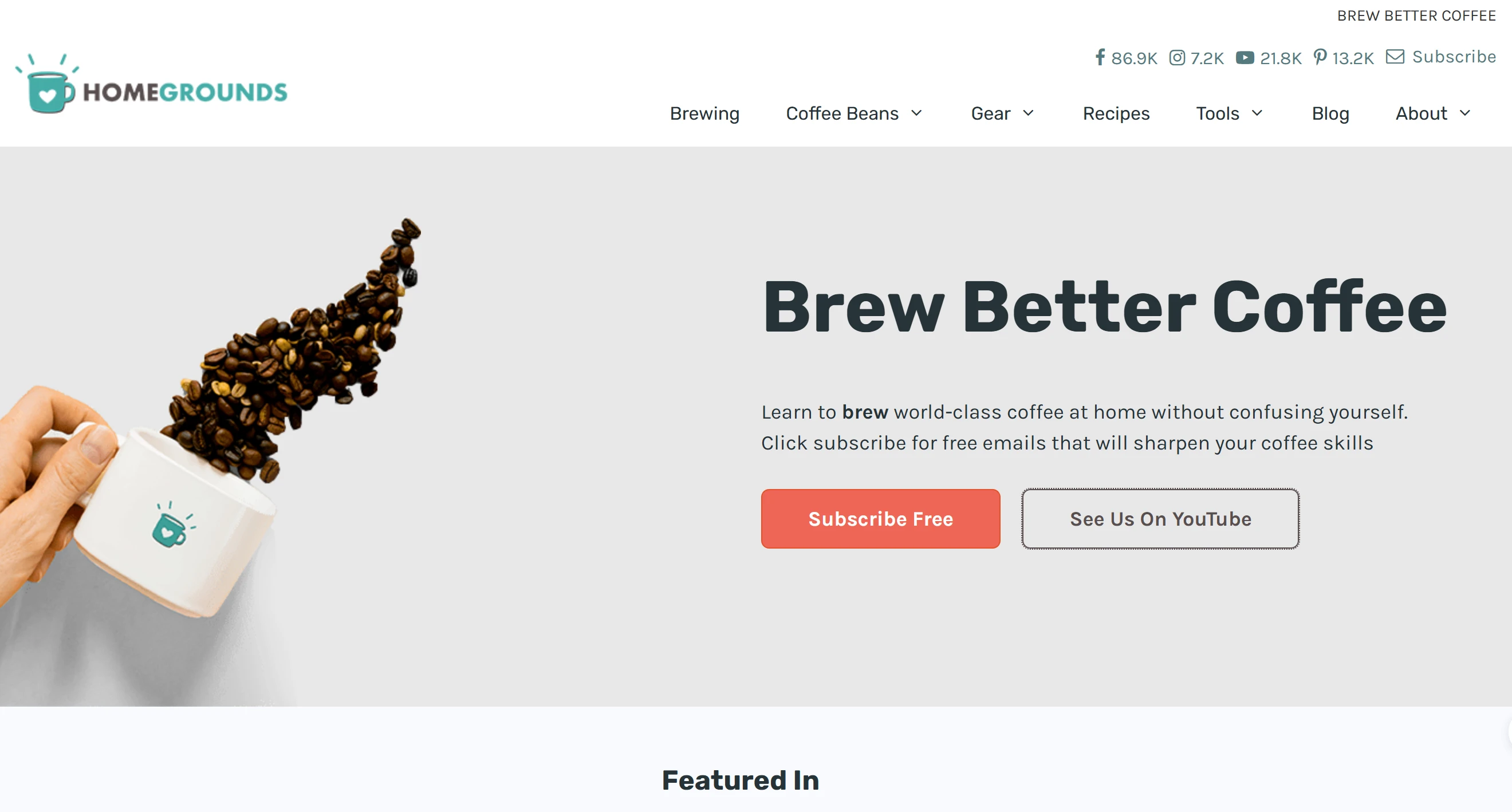HomeGrounds site teaches how to brew better coffee, gear and recipe intro