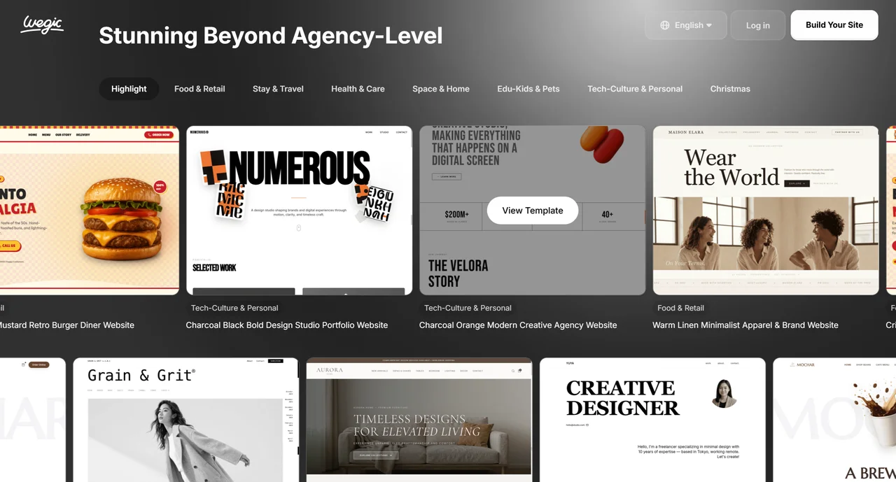 Stunning website examples on Wegic AI