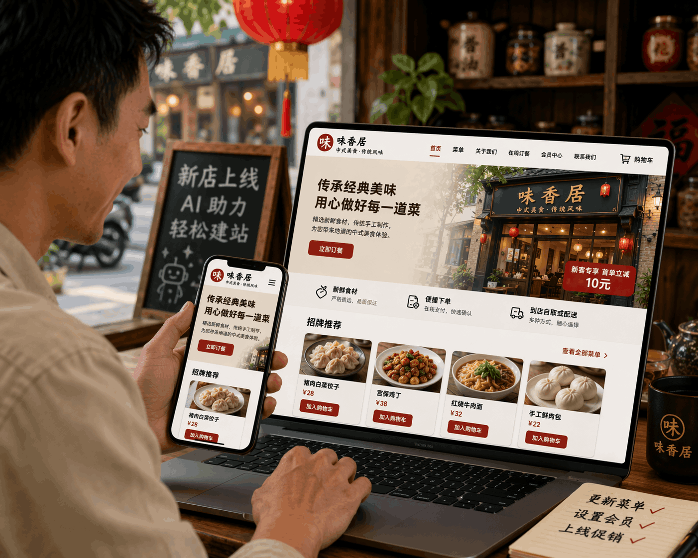 User generating a Chinese business website in Wegic AI Chinese website builder interface