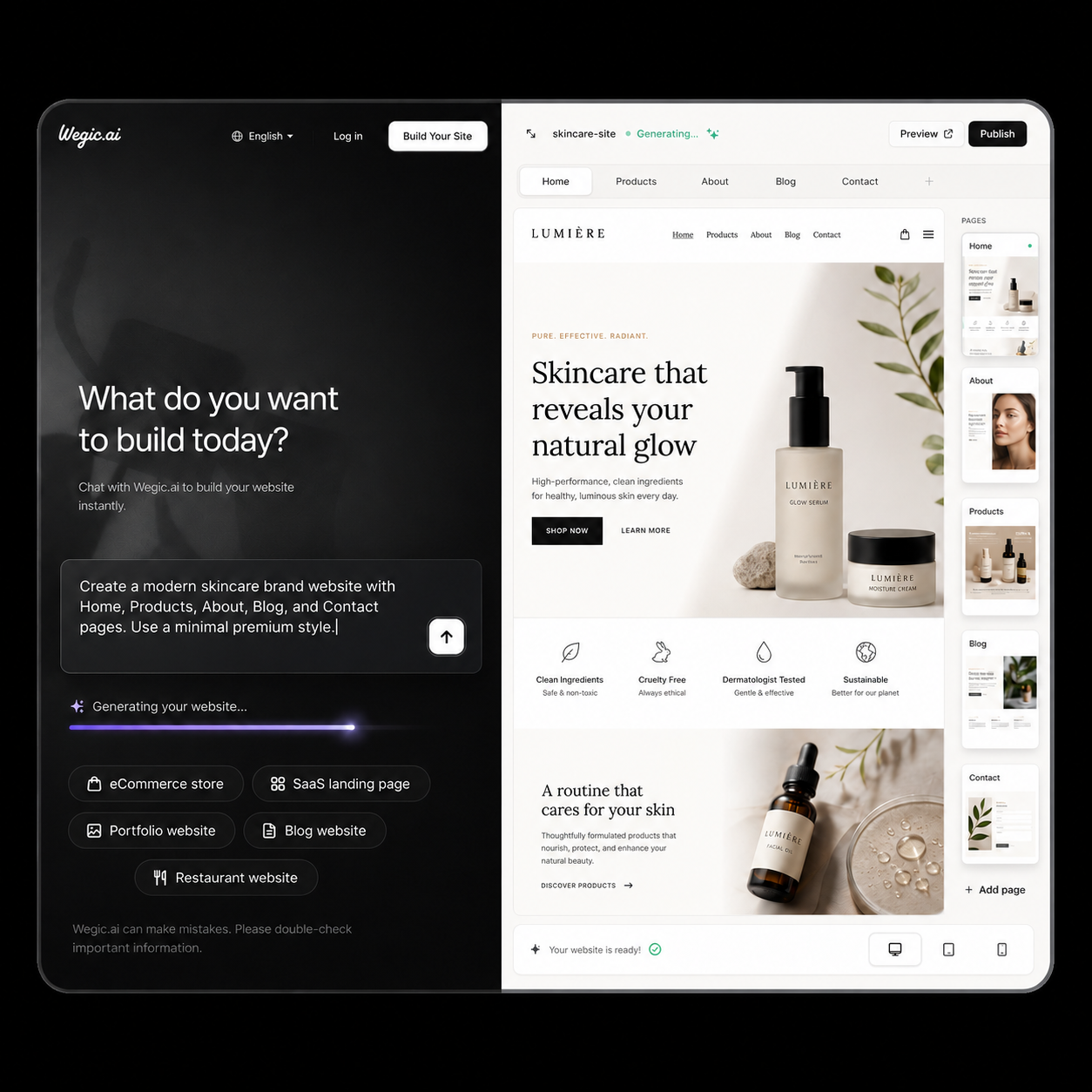 AI Create Free Website Builder — No Code, Launch in Minutes | Wegic