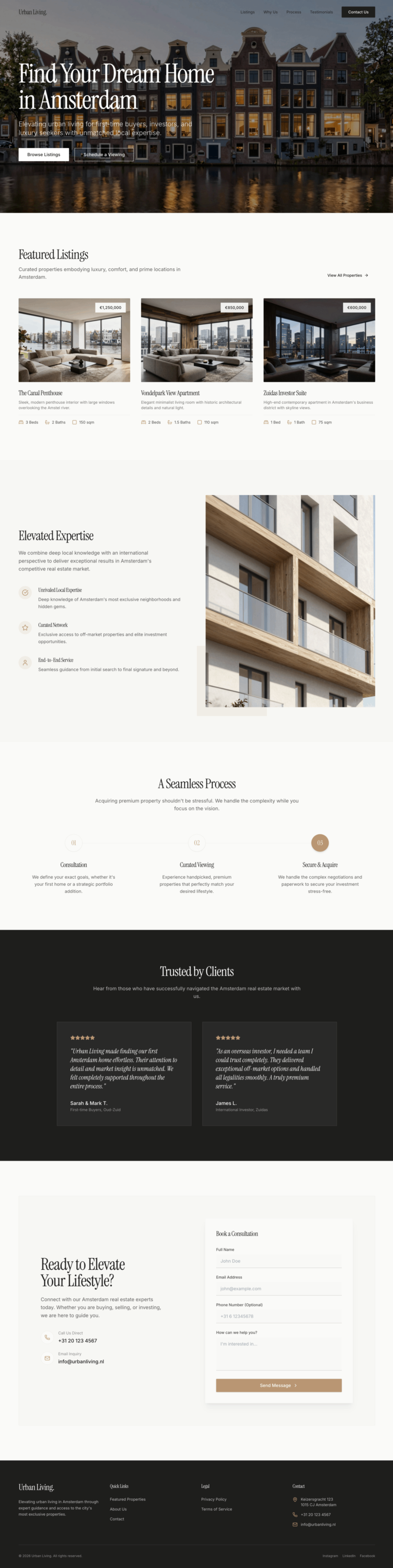 minimalist white real estate website template web preview screenshot