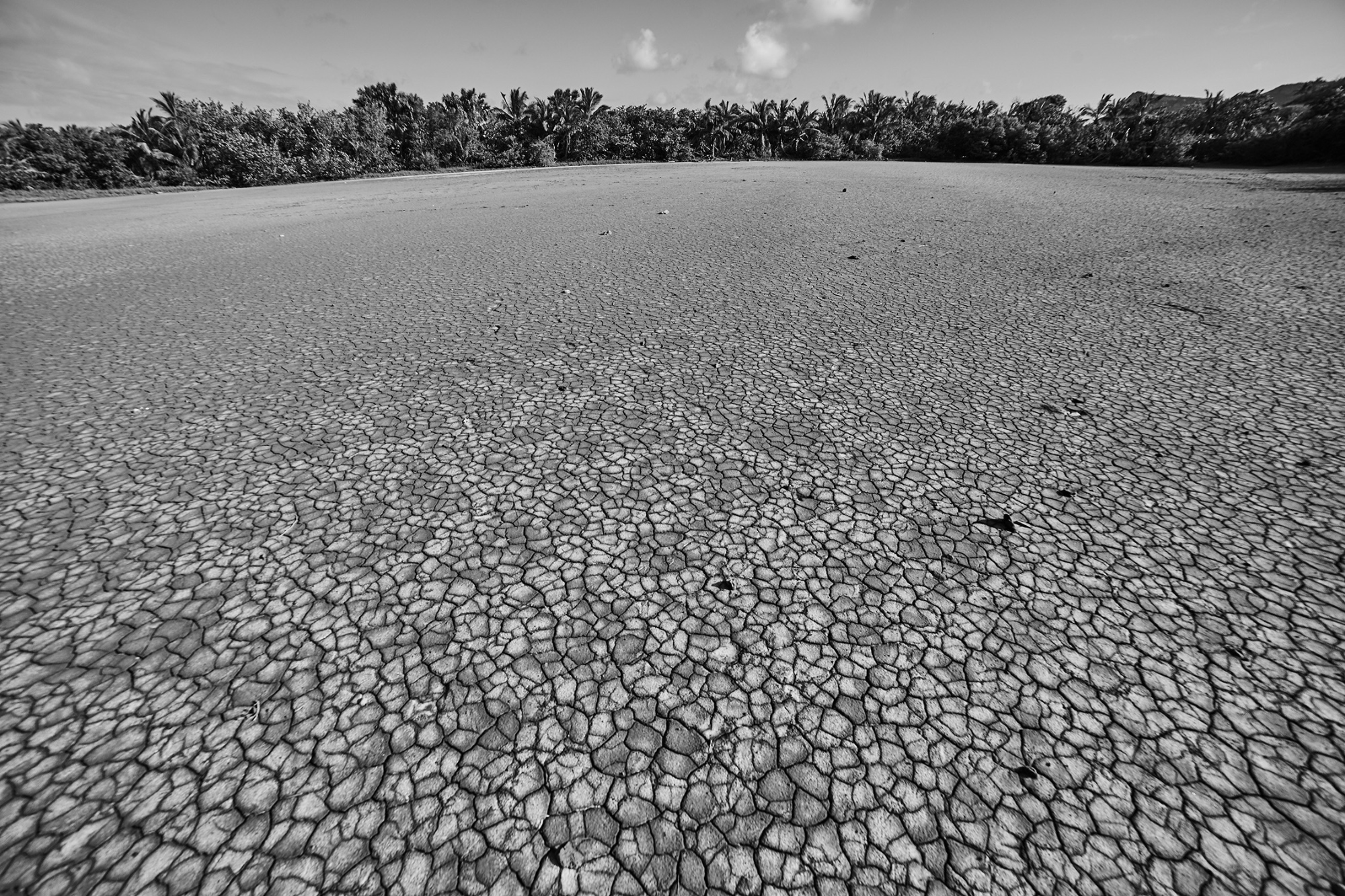 Sol craquelé et traces au sol