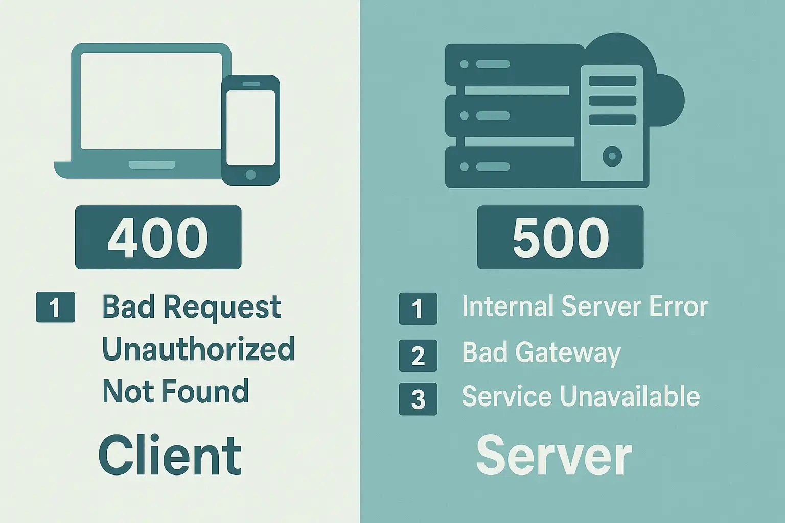Comparison 400 vs 500 Error