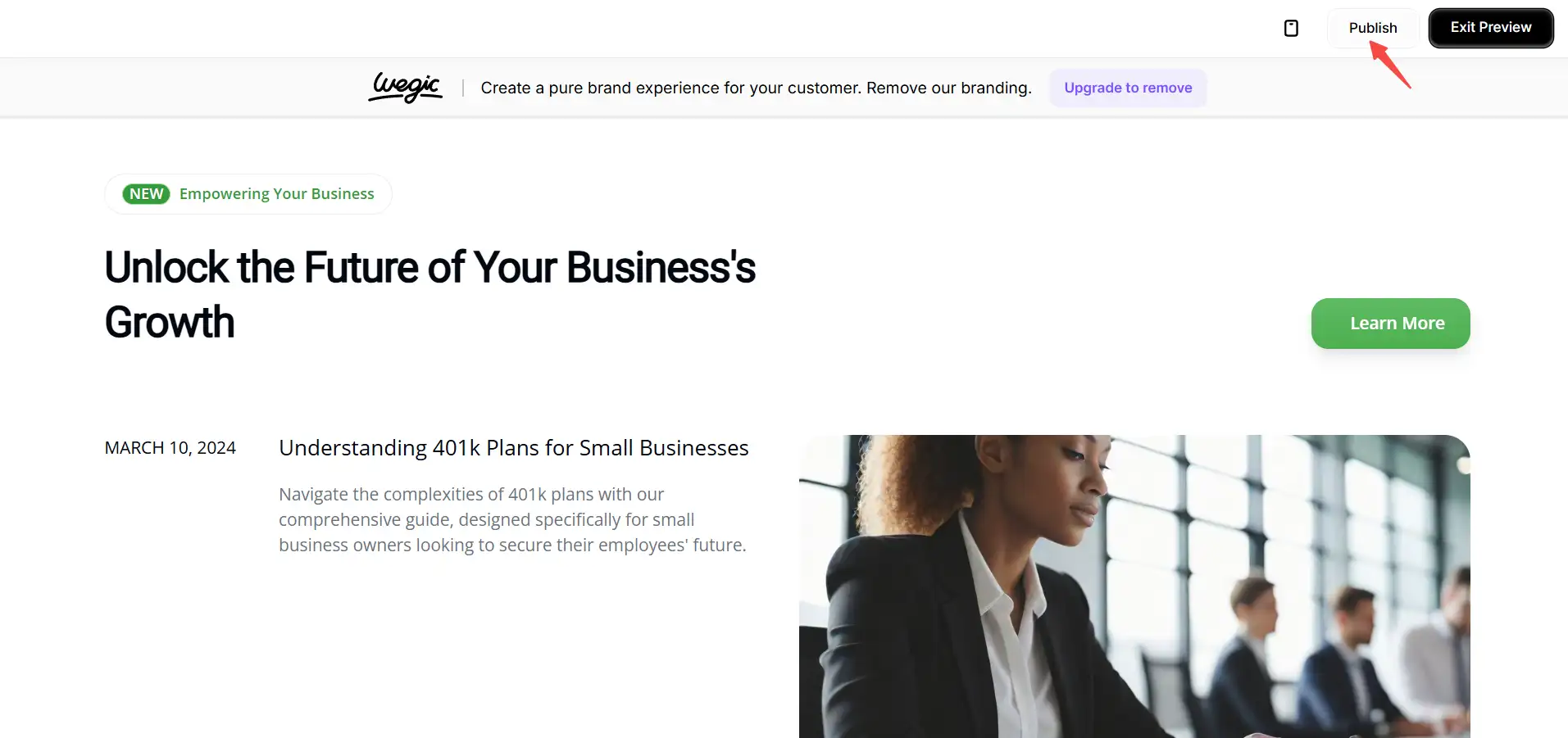 Publish the website Publish the website