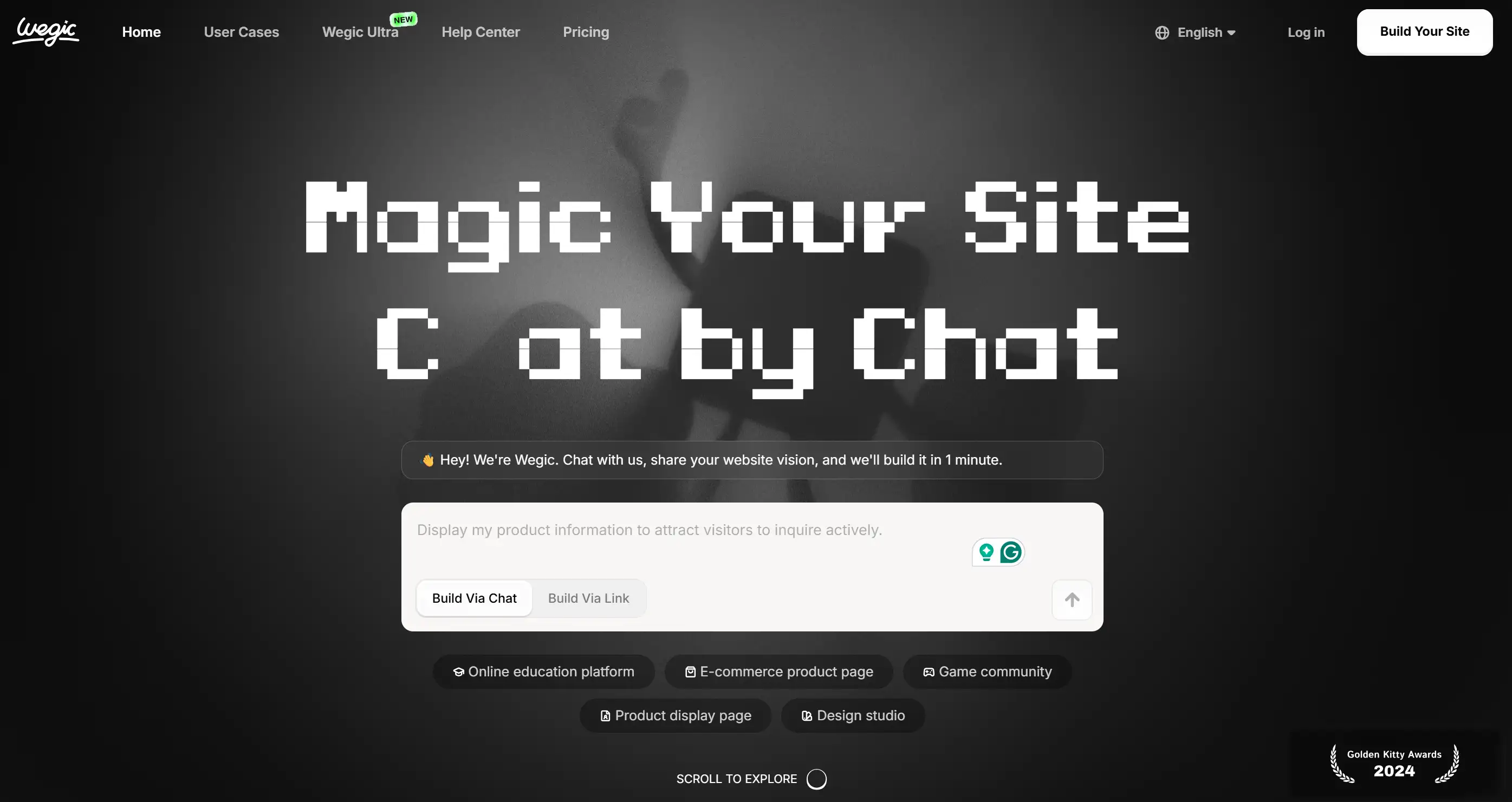 Homepage of Wegic AI