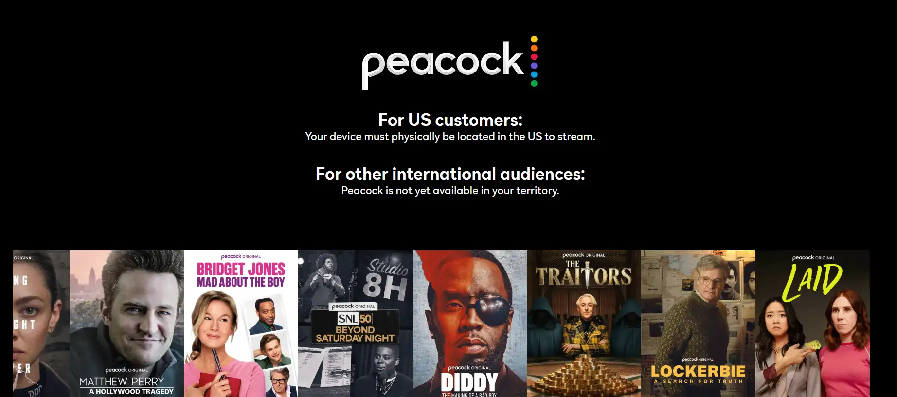 peacock homepage