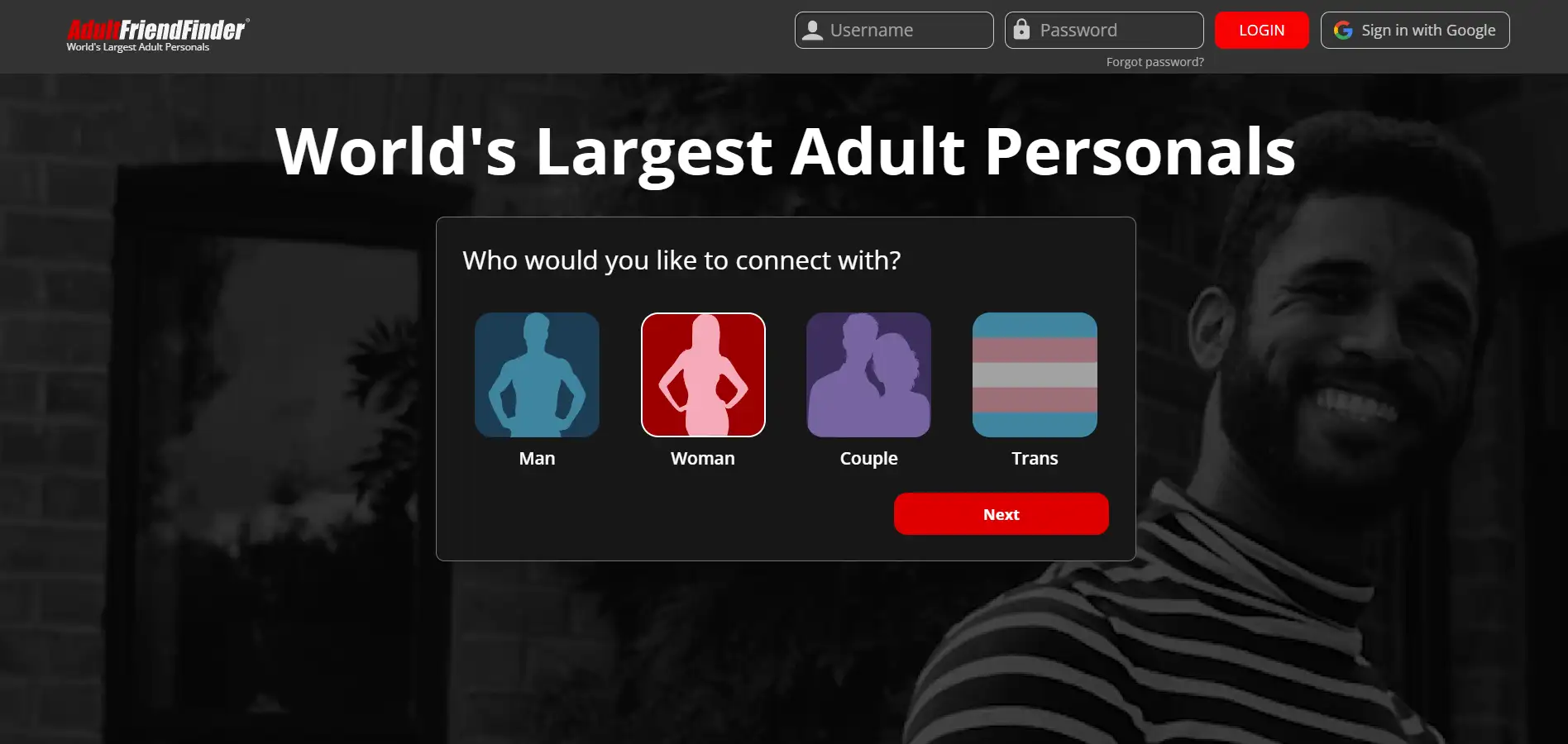 Homepage of AdultFriendFinder