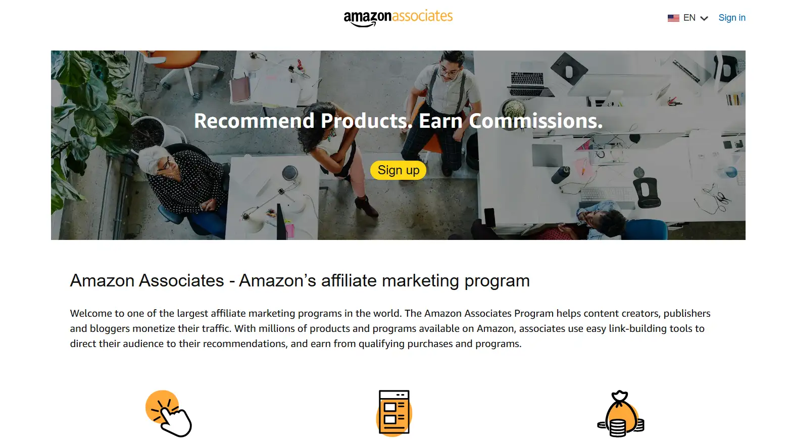 Amazon Associates homepage