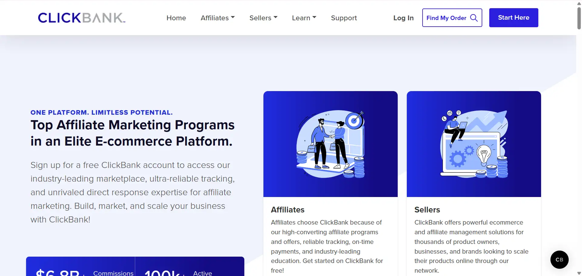 ClickBank homepage