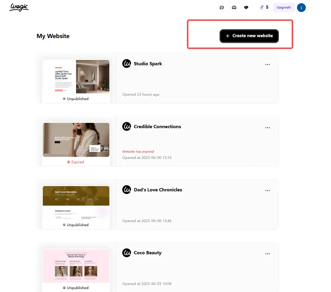 wegic website background management