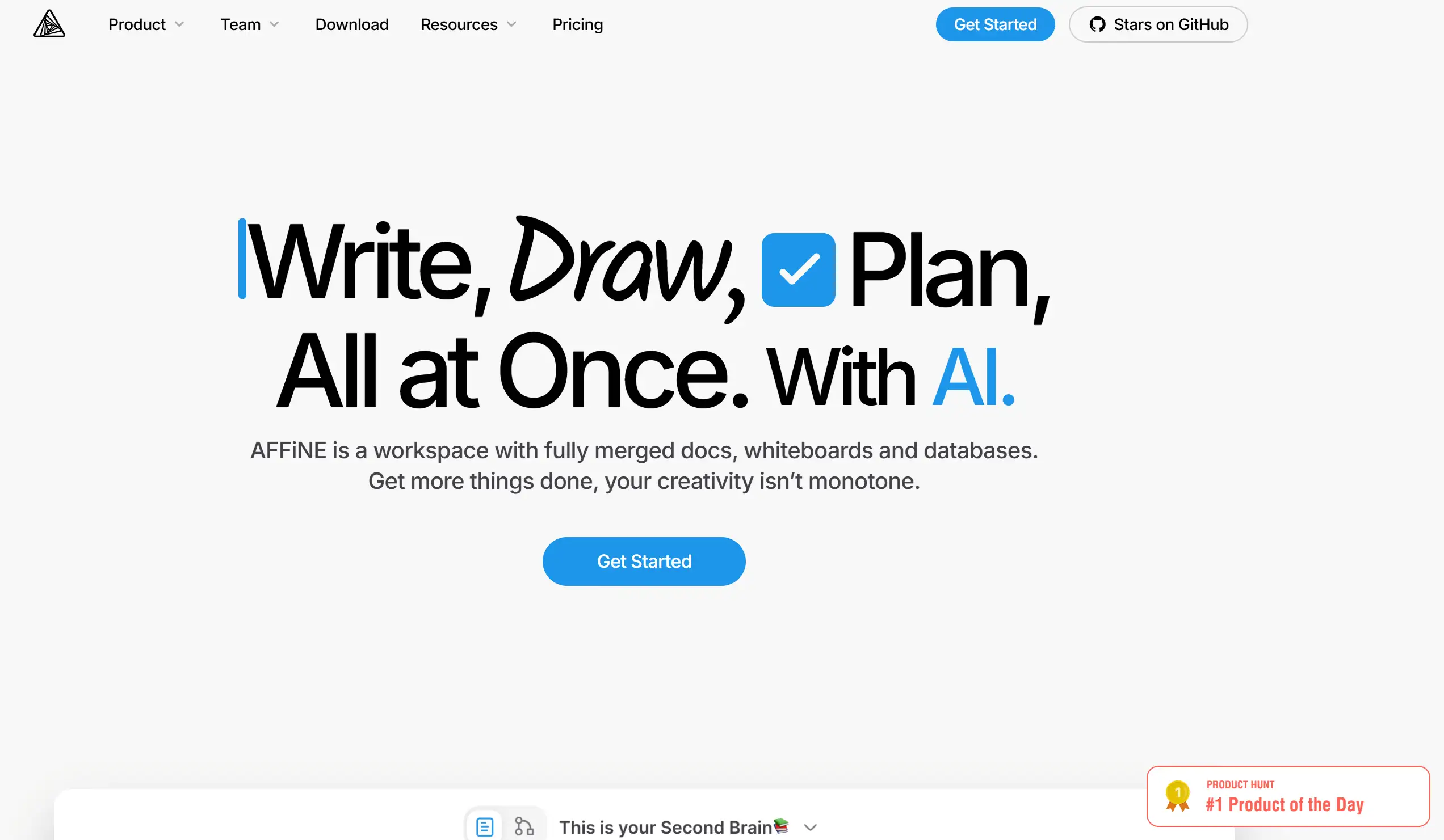 Homepage of AFFiNE