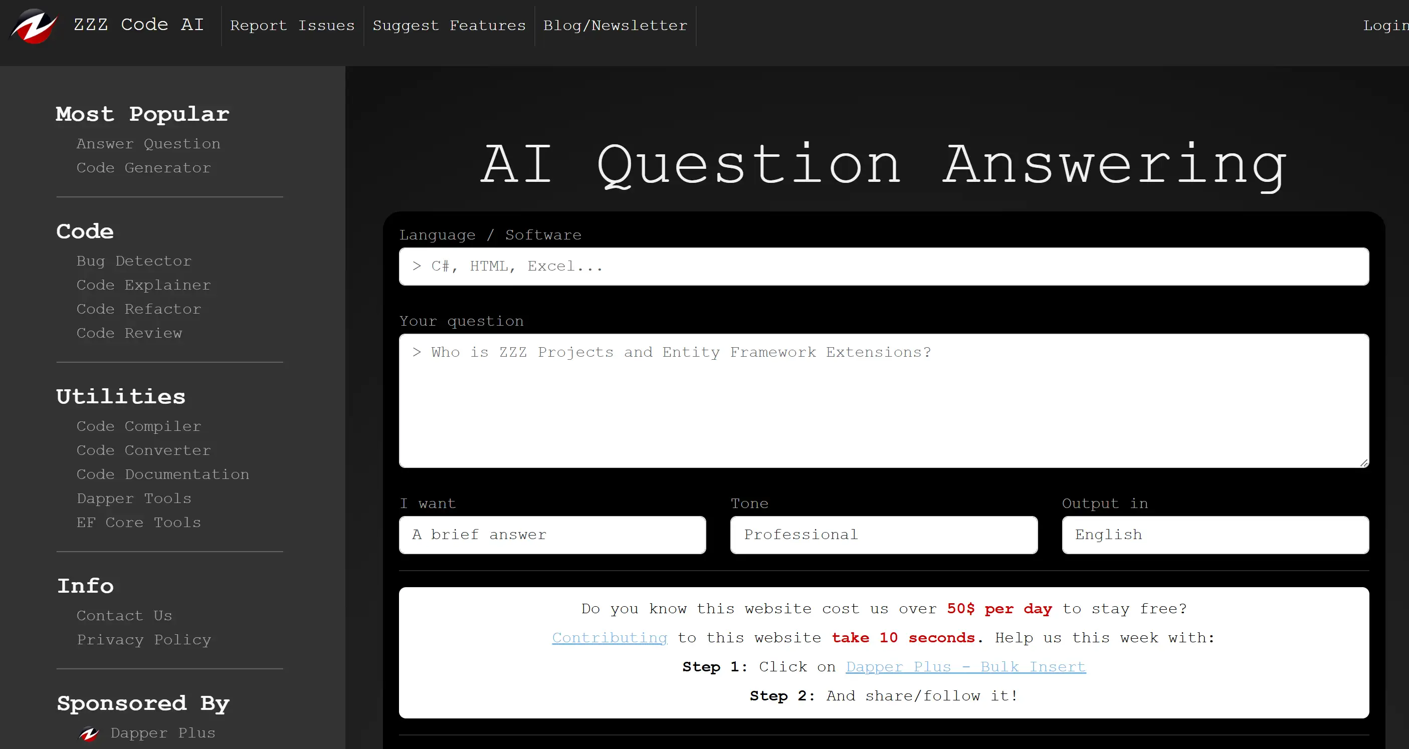 ZZZ Code AI Question Answering