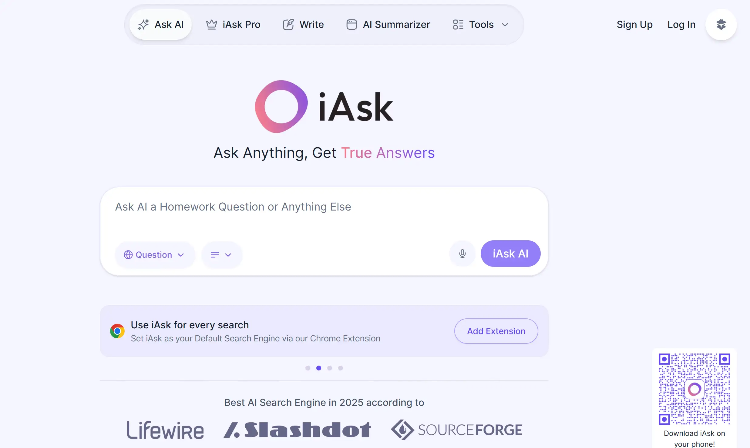 Homepage of Ask AI