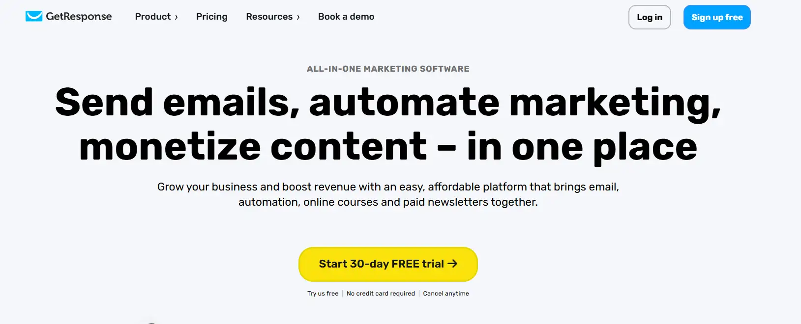 GetResponse homepage