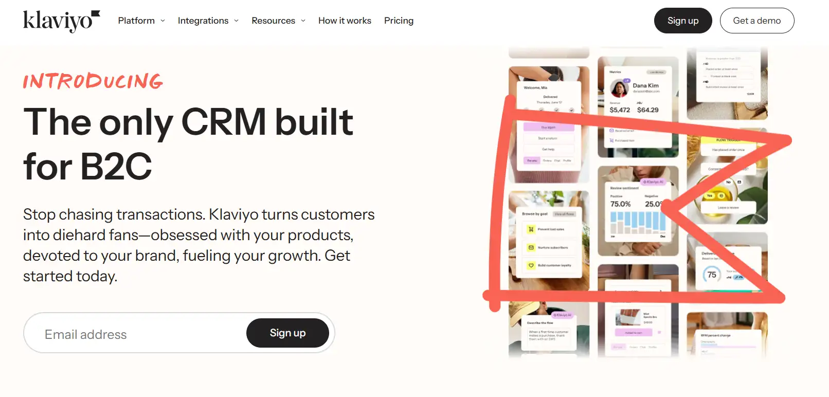 Klaviyo homepage