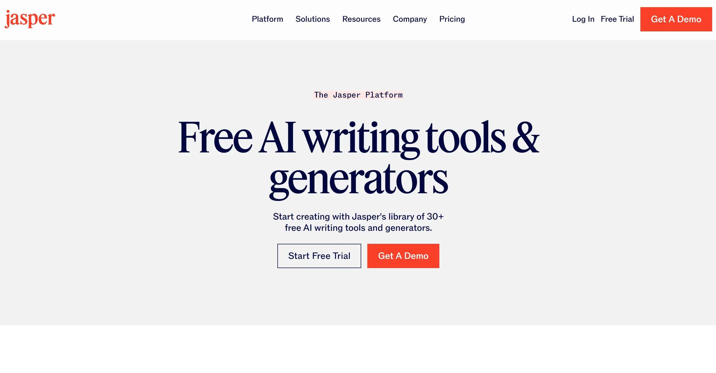 Landing page of Jasper AI Letter Tools