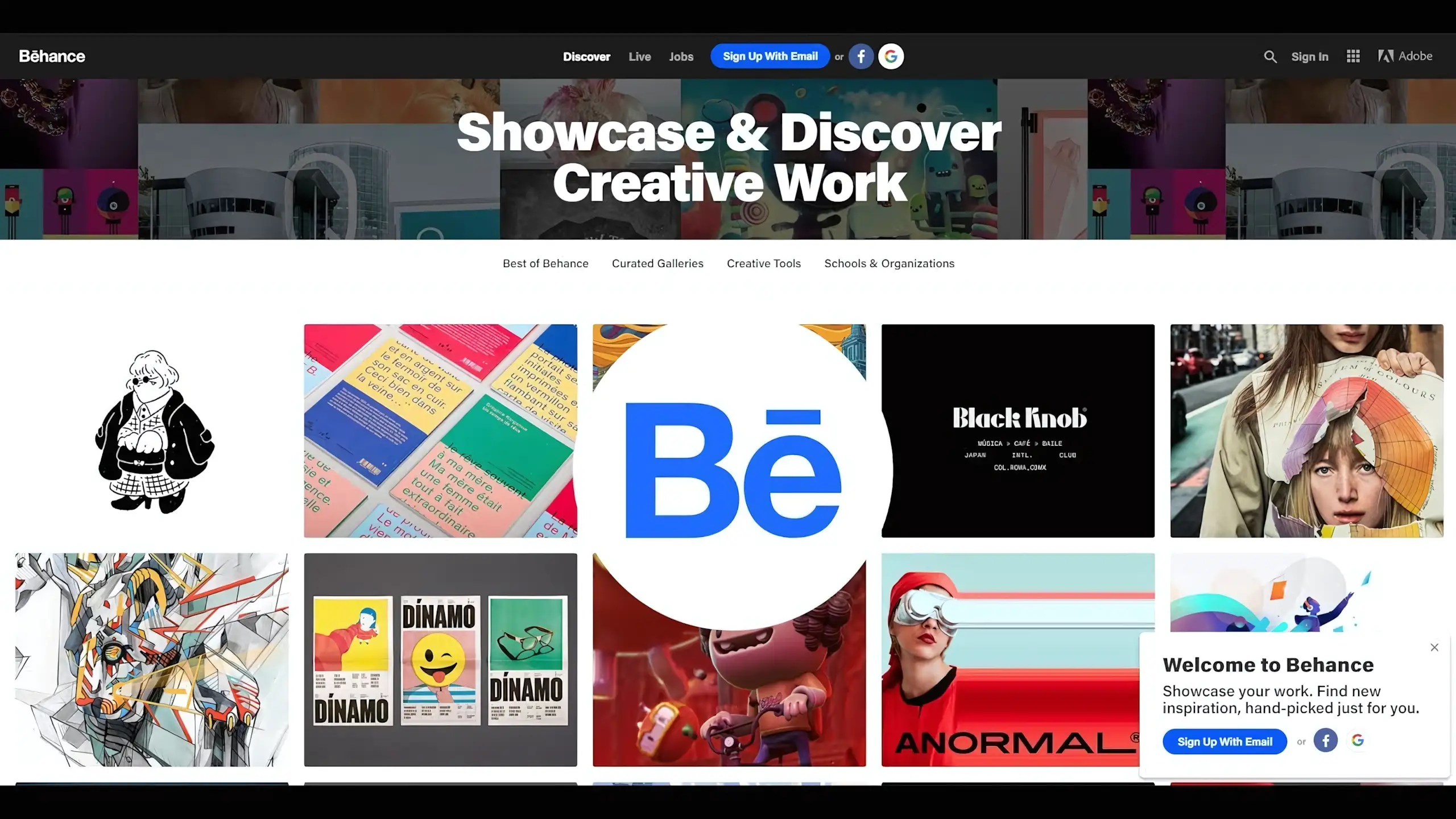 behance homepage