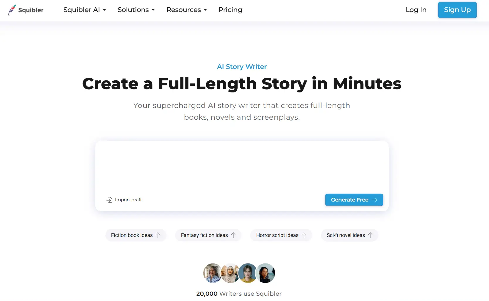Squibler.io homepage