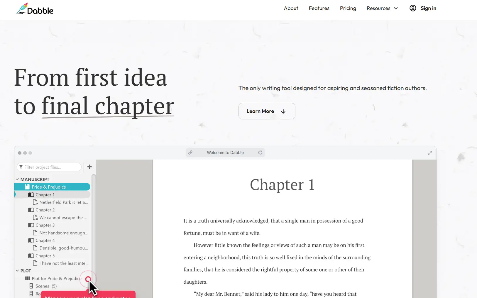Dabble homepage