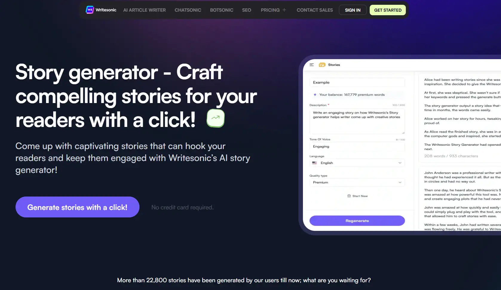 Writesonic homepage