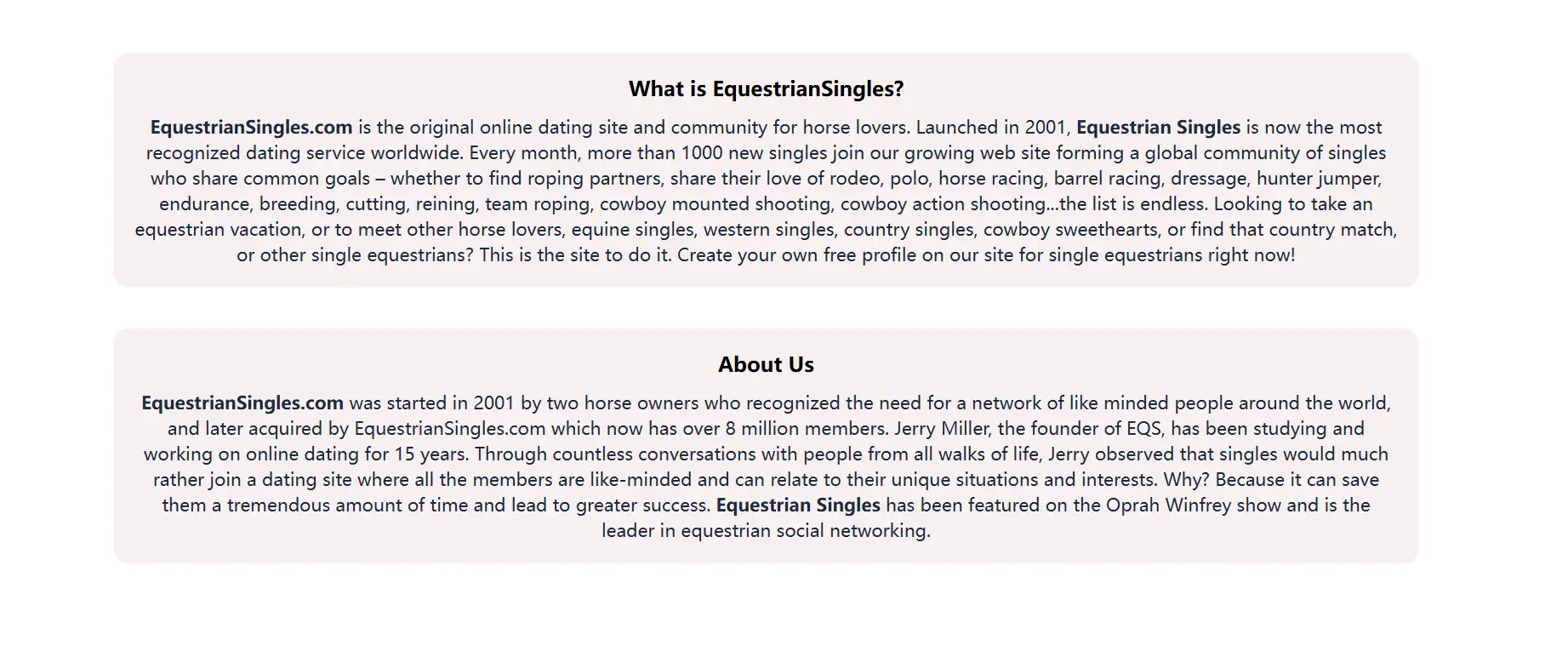 EquestrianSingles's homepage EquestrianSingles's homepage
