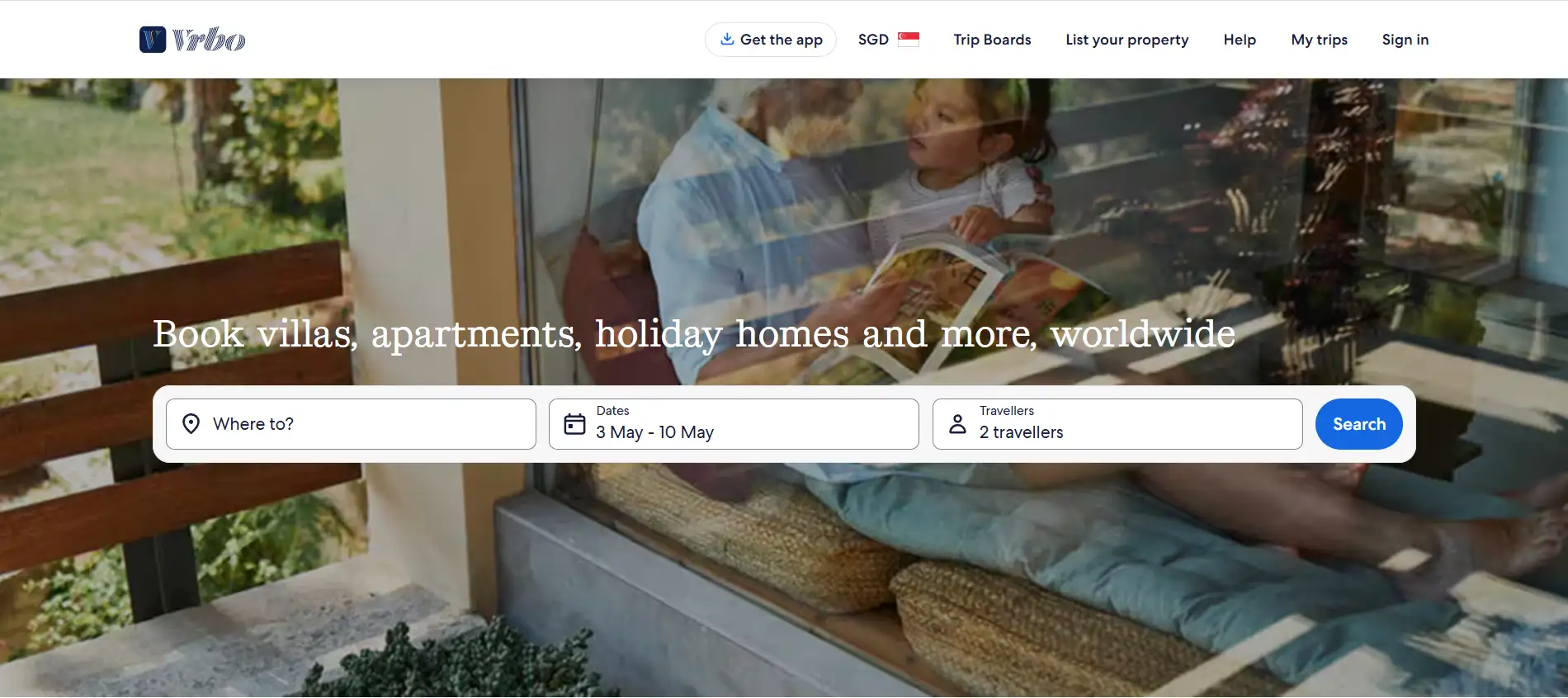 Vrbo's homepage