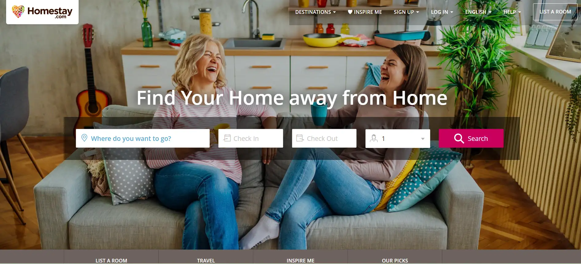 Homestay's homepage