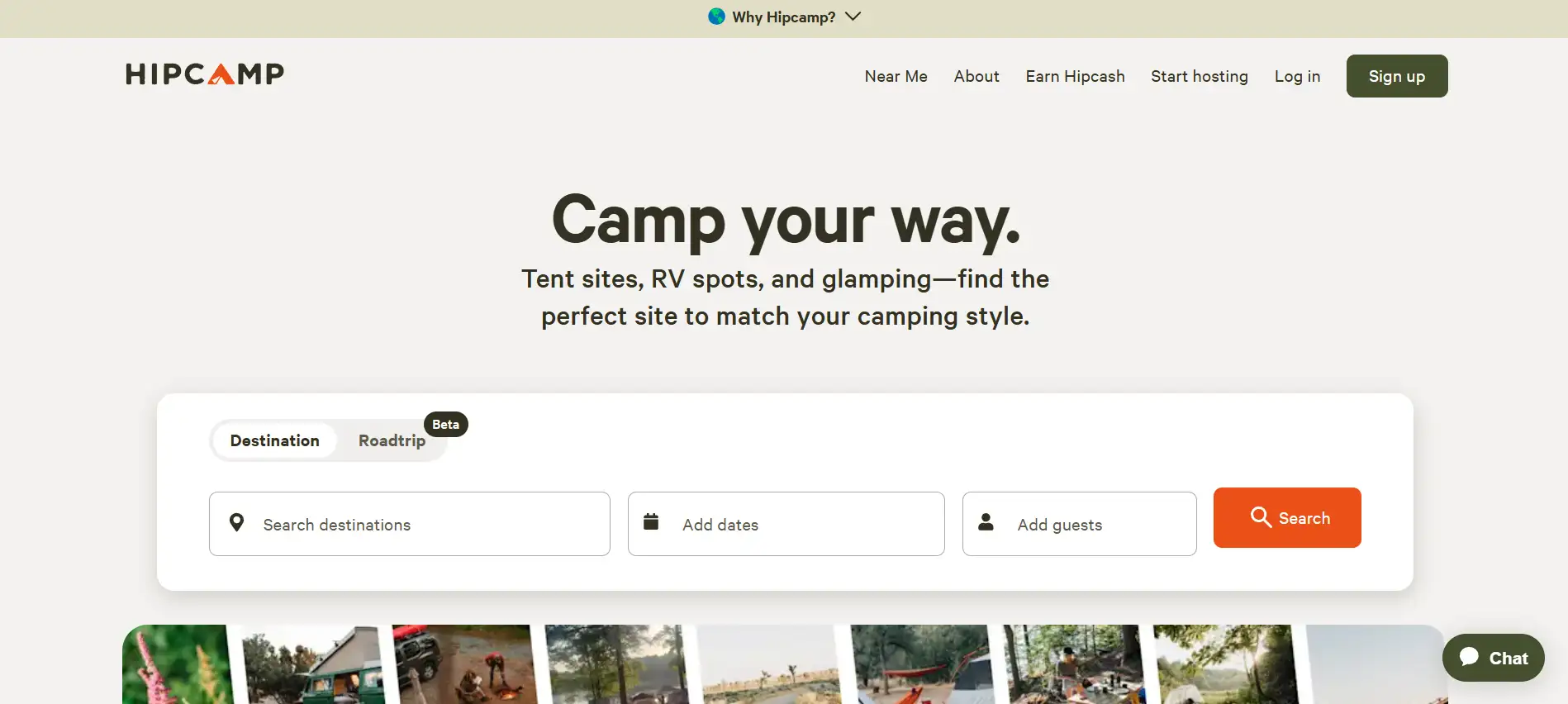 Hipcamp's Homepage
