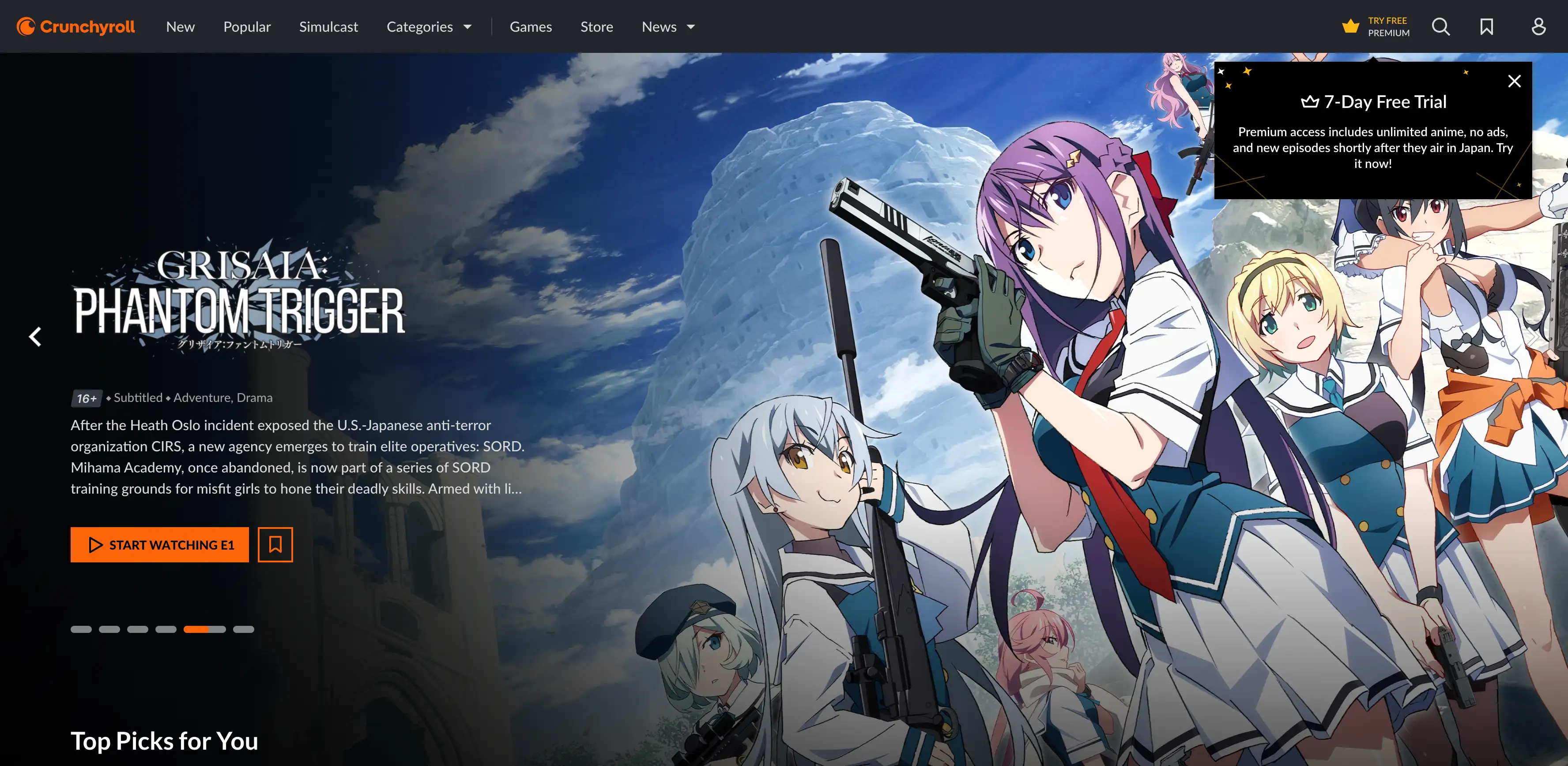 crunchyroll homepage