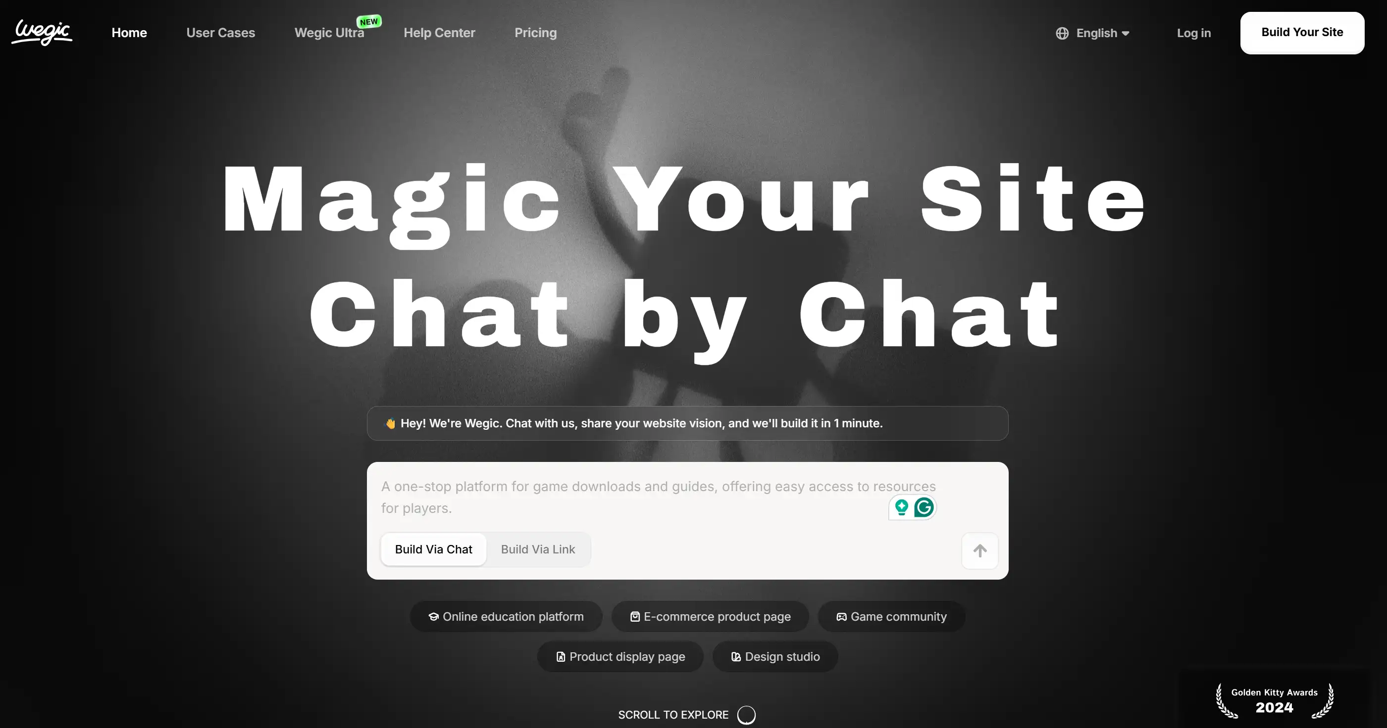 Homepage of Wegic AI