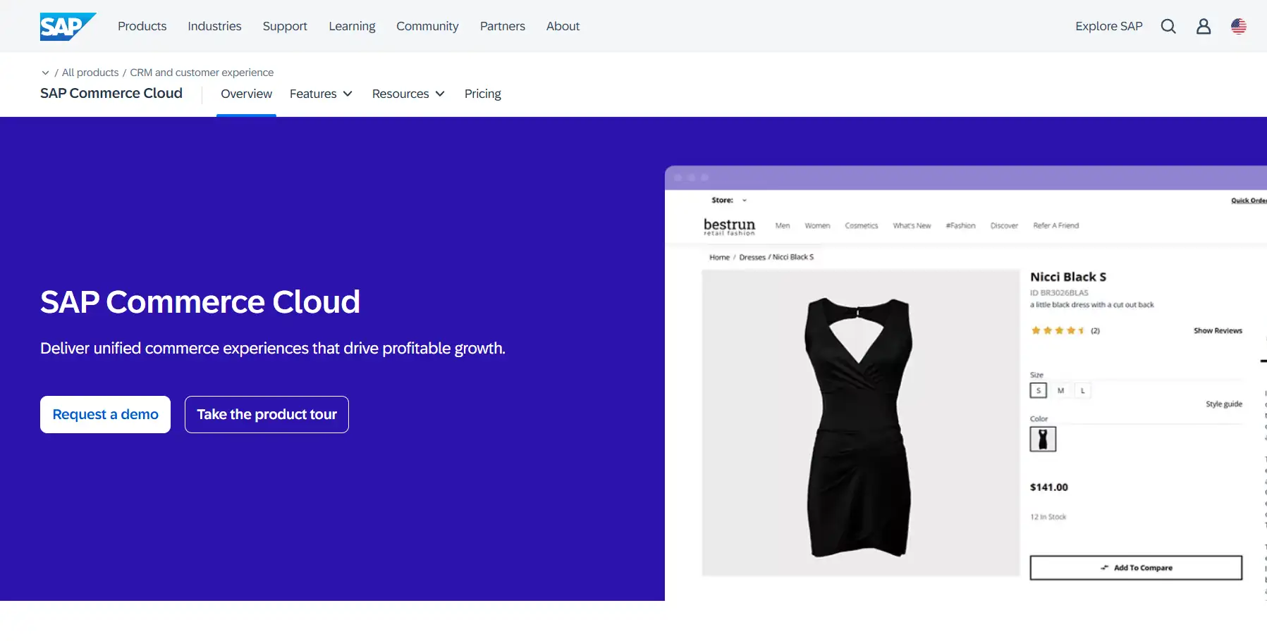 SAP Commerce Cloud's homepage SAP Commerce Cloud's homepage