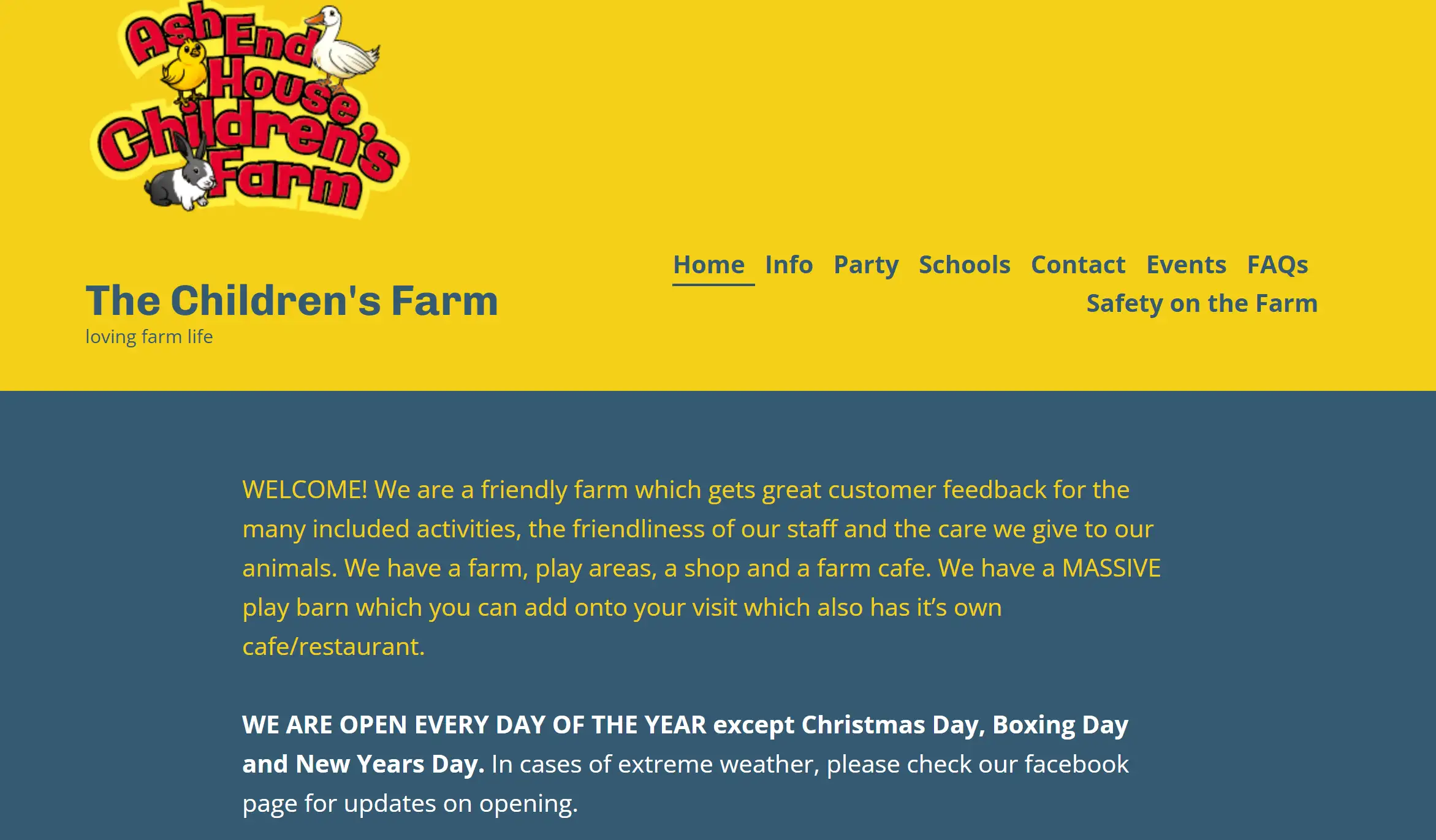 Homepage of Ash End House Children's Farm