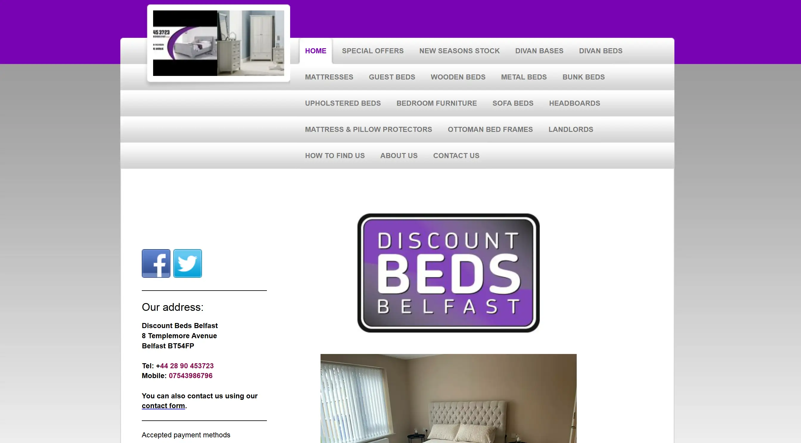 Discount Beds Belfast's homepage
