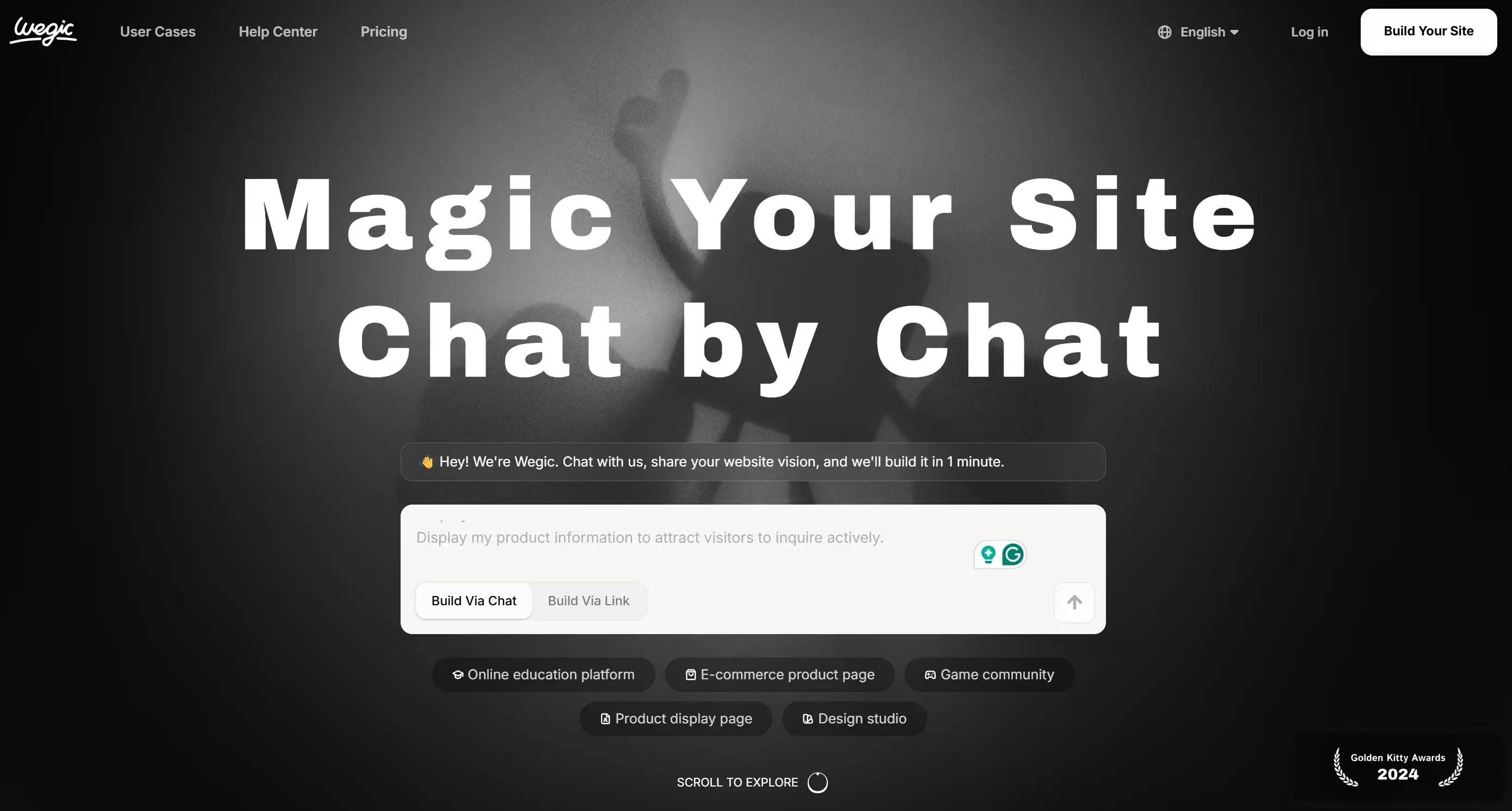 AI website builder: Wegic's homepage